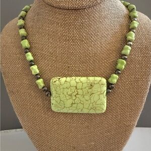 BOHO Statement Natural Green Colored Howlite Gemstone Necklace Mother